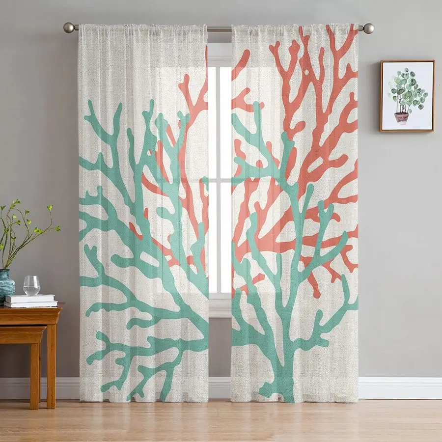 

Оранжевые полупрозрачные шторы из шифона, длина 63 дюйма, комплект из 2 панелей, для гостиной, в морском стиле, для летнего интерьера в стиле океана и прибрежной местности.