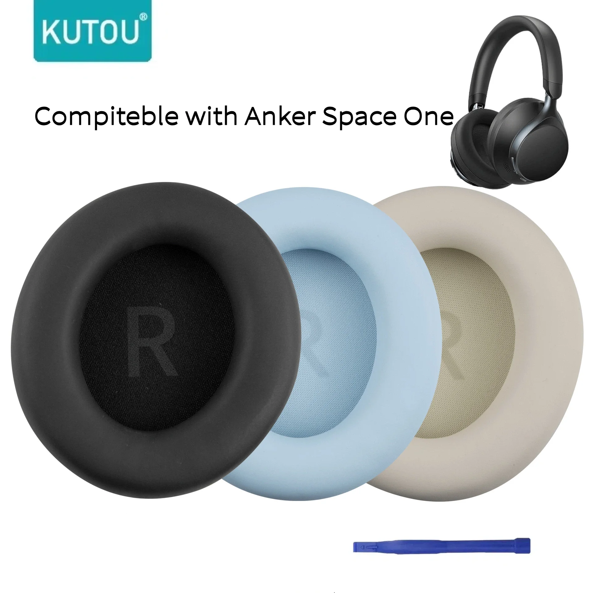 KUTOU Earpads Replacement for Anker Soundcore Space one  S1 Ear Pads Soft Protein Leather Earpads Earmuffs Ear Cushion Cover