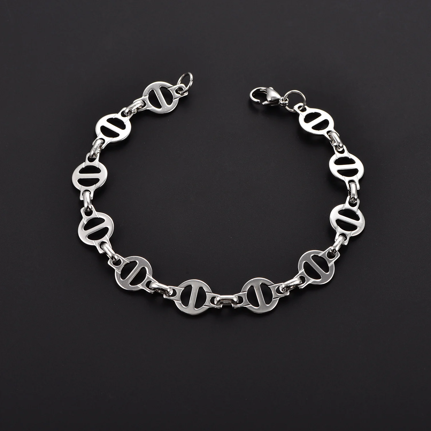 Personalisierter Schweinsnase-Anhänger, Leichter, Beliebter Schmuck für Damen und Herren, Charm-Armbänder aus Edelstahl – Detail 4