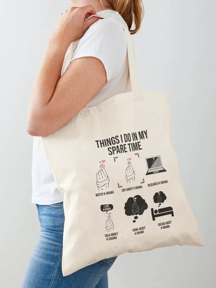 Things I Do In My Spare Time, Funny Korean Drama Kdrama Tote Bag ecological bags eco pack Women bags Tote Bag