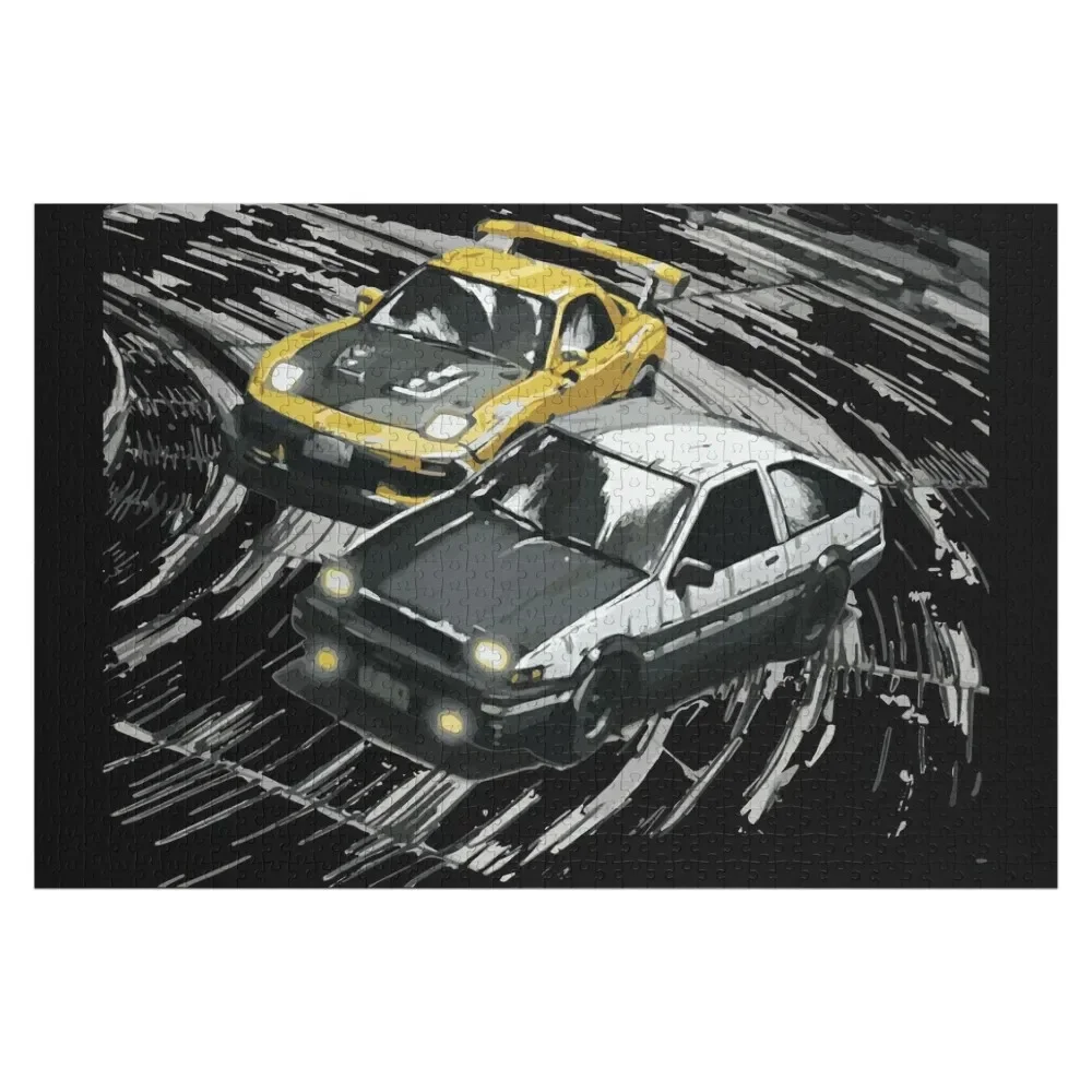 

Mountain Downhill Night Drift Racing Initial D Tandems AE86 vs FD rx-7 Jigsaw Puzzle Scale Motors For Children Puzzle