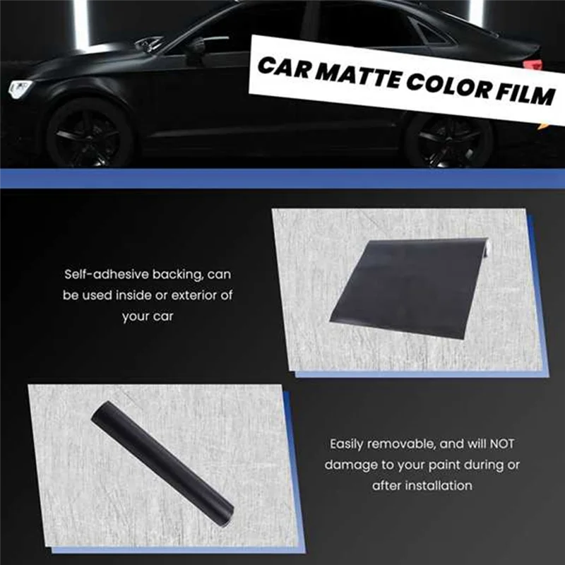 

5Pcs 12X60 Inch Matte Black Vinyl Film Wrap Car Diy Sticker-AB36