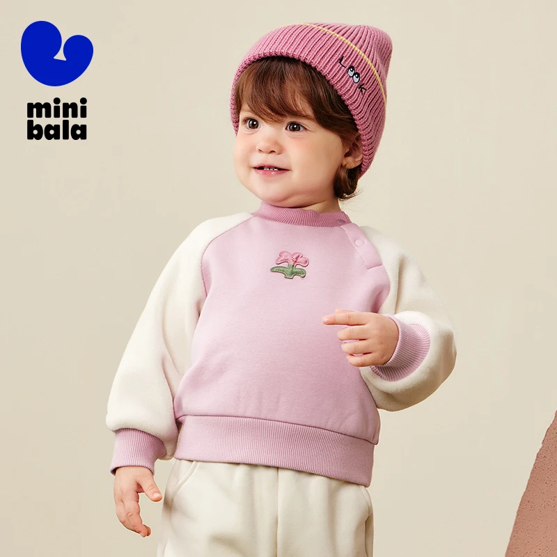 سويت شيرت ميني بالا للأطفال 2025 شتاء جديد مبطن بالصوف بالأشعة تحت الحمراء البعيدة قميص لطيف