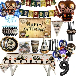 Magic Academy Boy Birthday Party Balloons Decorations Paper Cup Plate Caketopper tovaglia per Baby Shower Party Decor Supplies