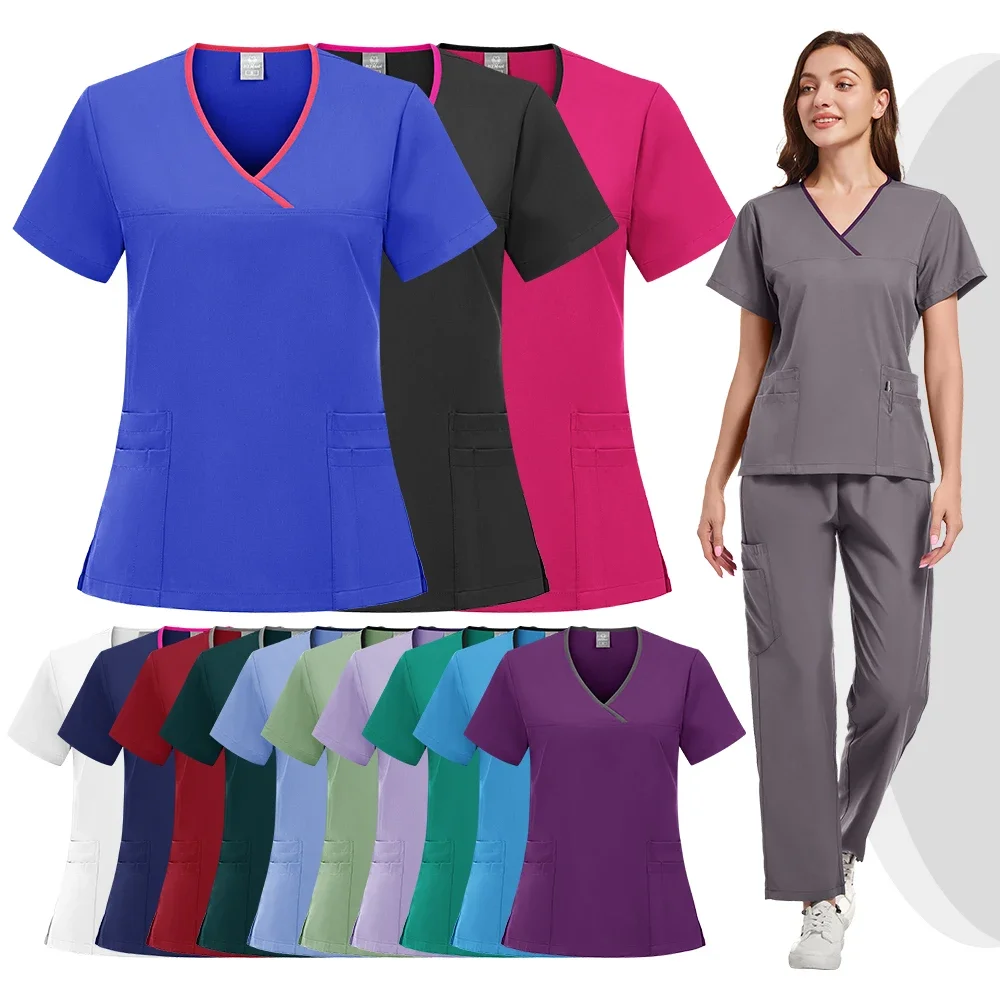 

Solid color high-quality wrinkle-resistant elastic fitted matte nurse suit hospital doctor uniform dental clinic medical wear