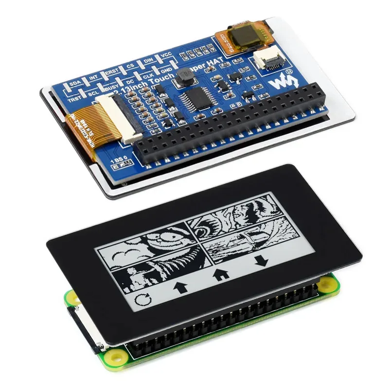 لوحة توسيع وحدة عرض شاشة الحبر الإلكترونية بشاشة تعمل باللمس مقاس 2.13 بوصة، مناسبة لسلسلة Raspberry Pi Zero