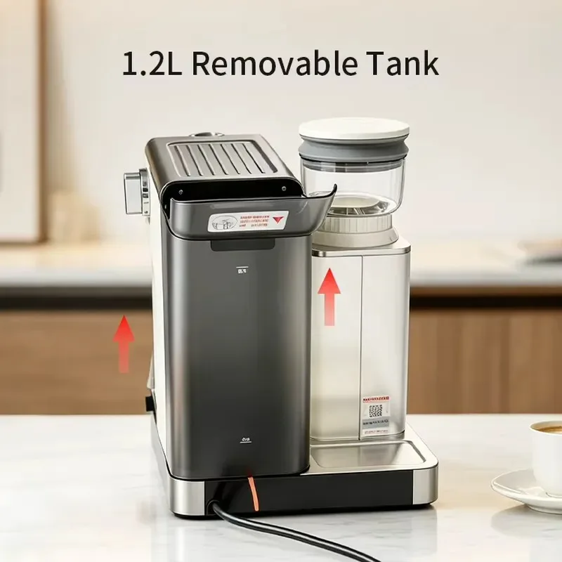 1.2L Flat Burr Coffee Grinder with Quantitative Milling, Stainless Steel Body