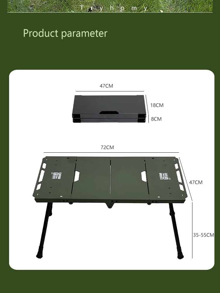 Klappbarer Campingtisch, leicht, tragbar, Tisch aus Aluminiumlegierung, Aufbewahrungsregal, seitliches Ofenregal, Campingtisch, coole Campingausrüstung – Detail 2