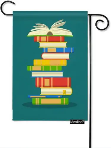 Garden Flag Vertical Double Sided Open Books School Education Library Knowledge