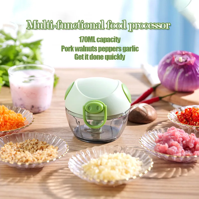 Picadora de ajo, picadora de verduras portátil, picadora de ajo, procesador de alimentos para cebolla, jengibre, pimienta, fruta, carne, etc. Verde
