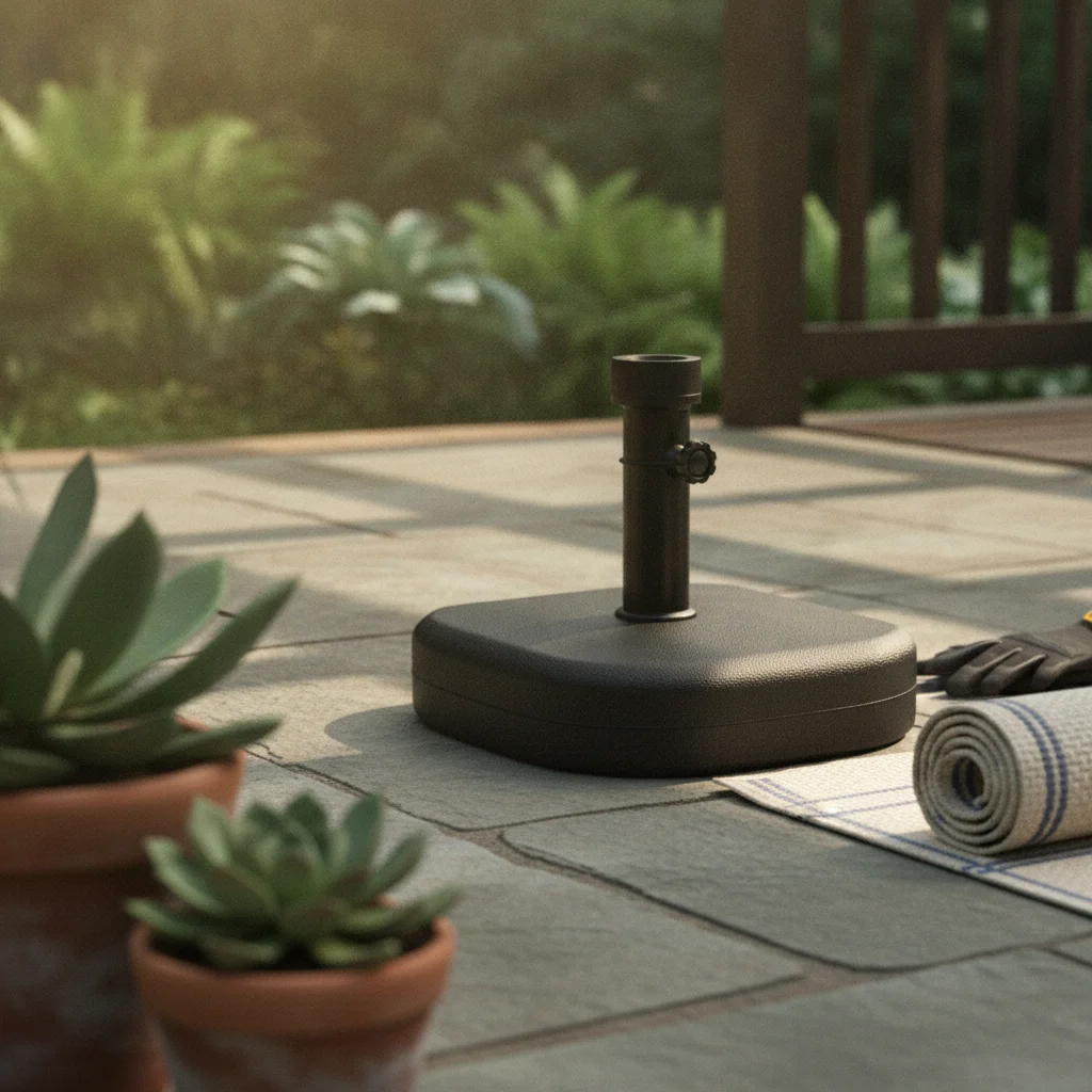 Easy to Move Wheel Umbrella Stand Wind-resistant Weighted Base for Practical Outdoor Furniture Setups
