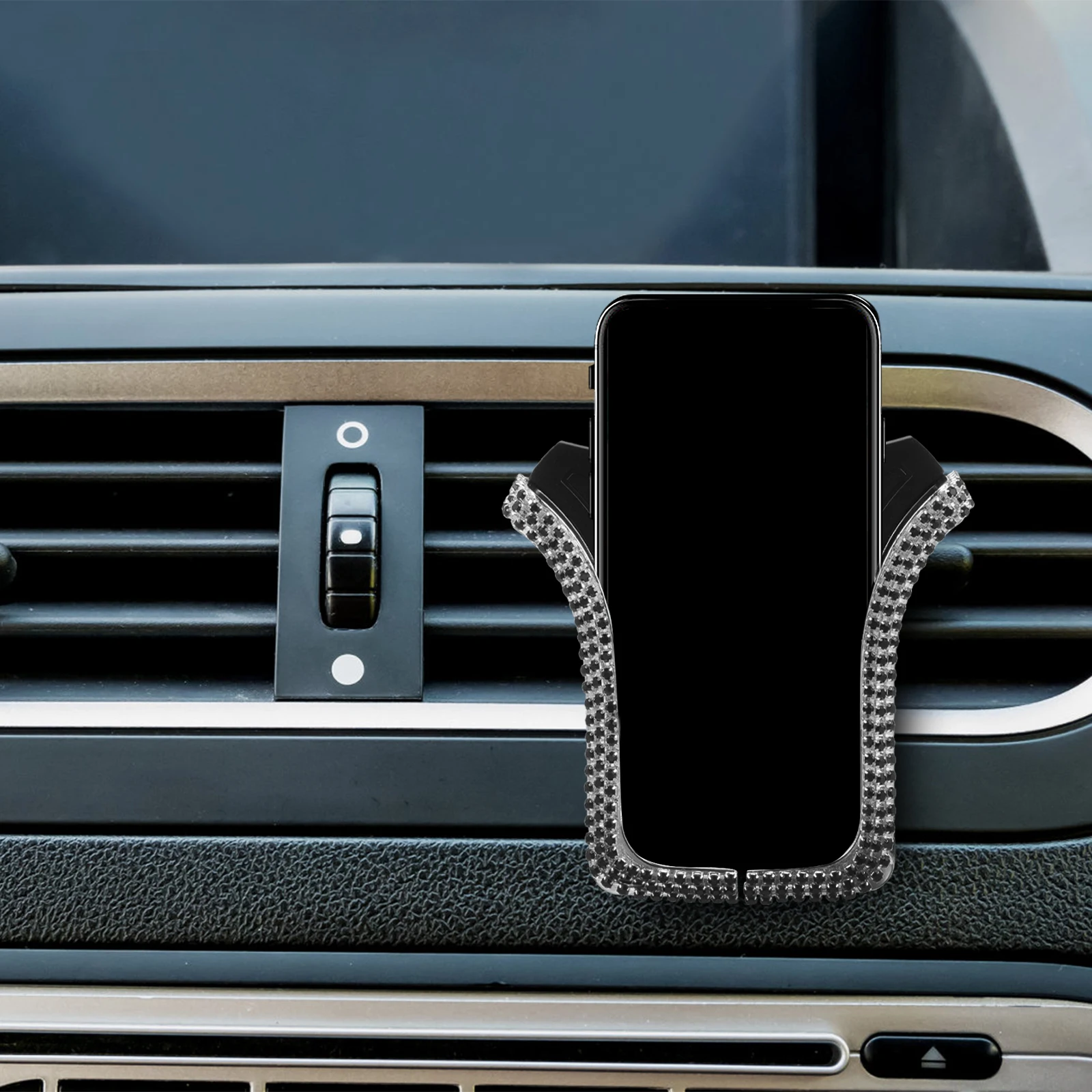 

Car Phone Holder Air Vent Mount Bracket Rhinestone Bling Cellphone Universal Telescopic Fit Most Devices Easy Install Remove