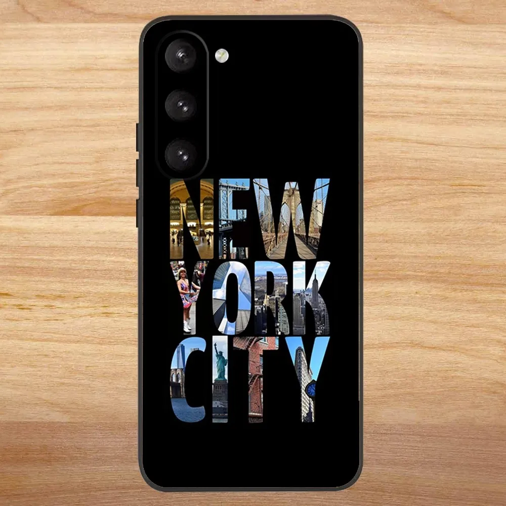 NEW YORK Statue Of Liberty Phone Case for SamsungS24,S23,S22,S21,S20 Ultra Pro S10,S30Plus,20 Ultra Black Cover