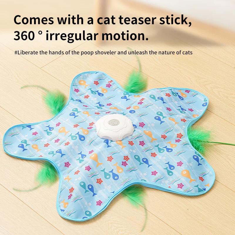 Cat Toys Interactive Hide And Seek Cat Toy Mouse Squeaky Motion Moving Concealed Feathers Kitten Teaser Toy