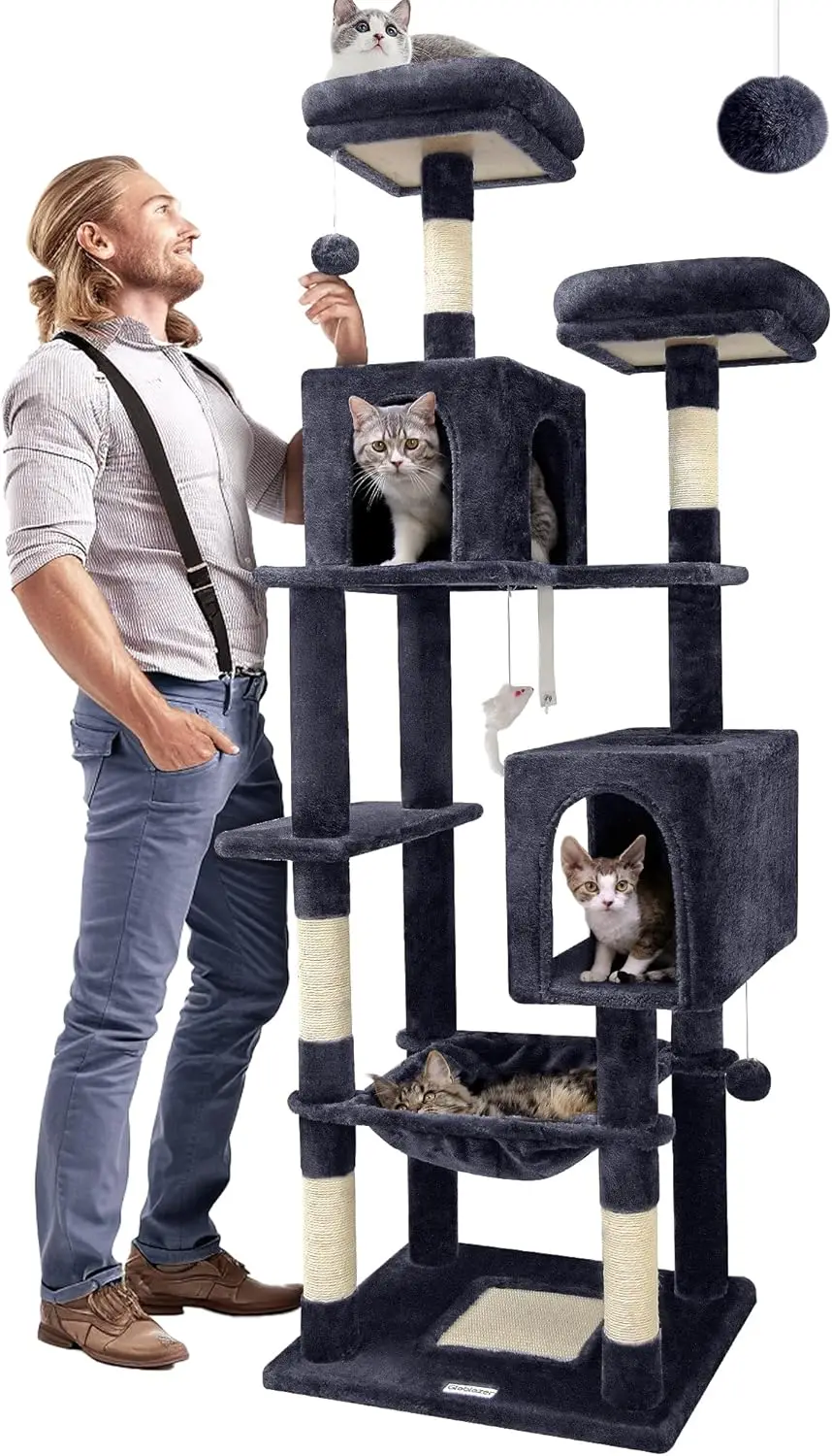 F70 Cat Tree Tall, 70 inches Tower for Indoor Multi-Level  Condos for Indoor XL Tree Tall Tower with