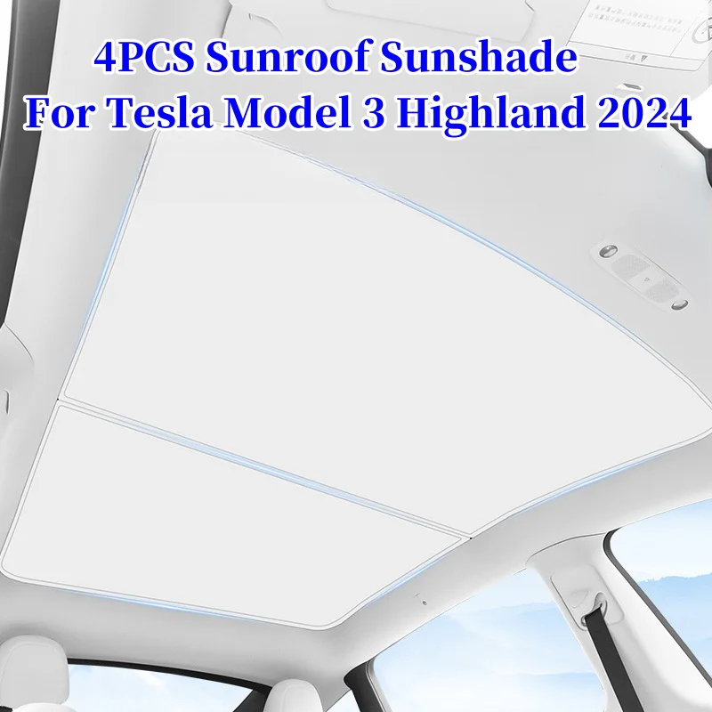 

For Tesla Model 3 Highland 2024, Foldable Sunroof Sun Shade UV Reflector Accessories