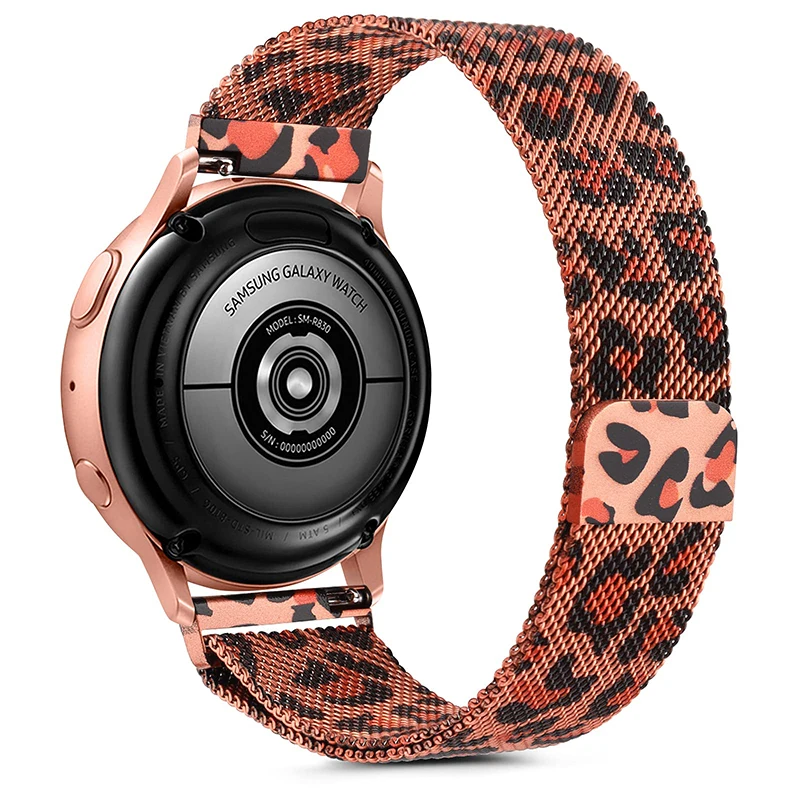 20mm 22mm strap For Samsung Galaxy watch 4/classic/46mm/Active 2 Gear S3 leopard print Magnetic bracelet Huawei GT/2/3/Pro band