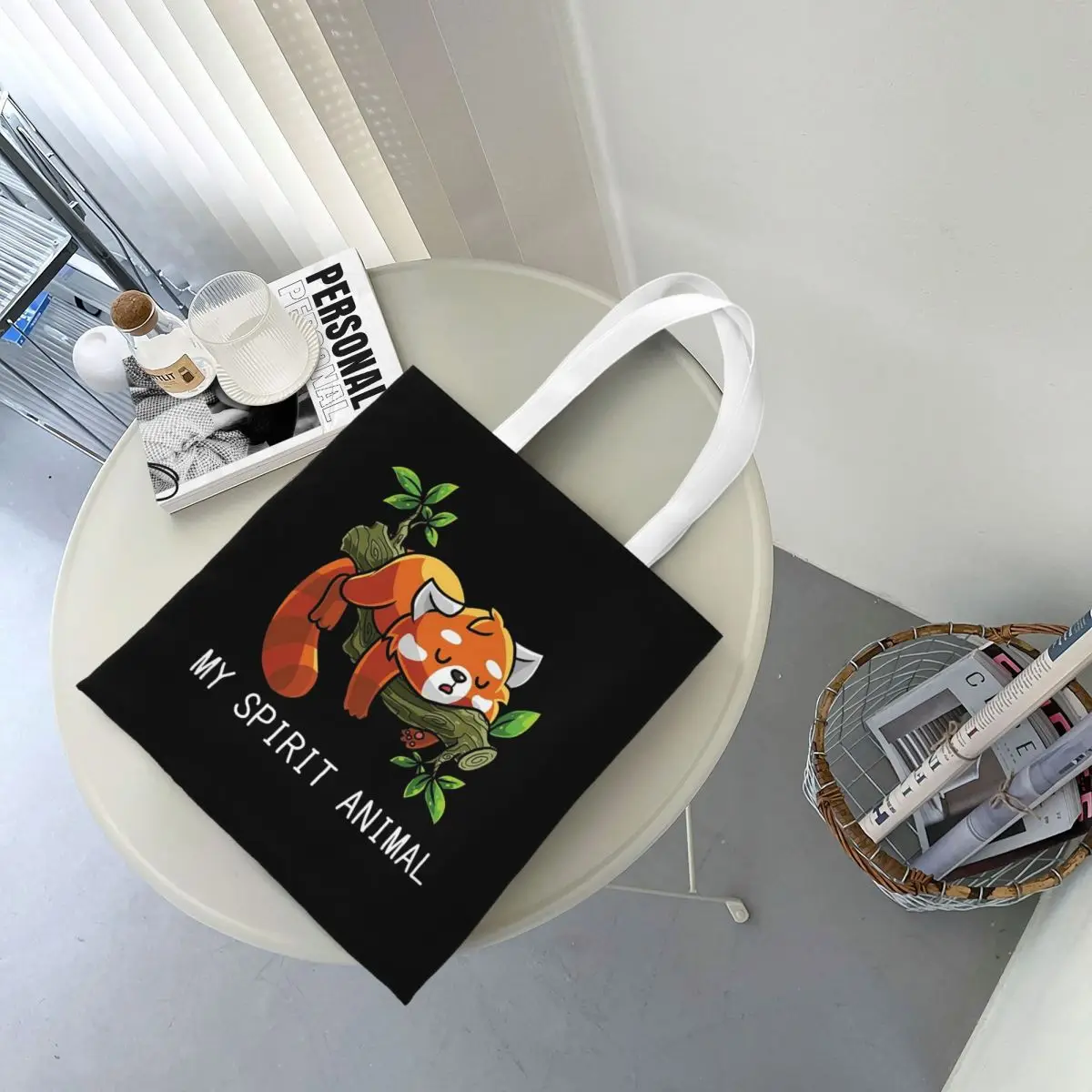 Red Panda Spirit Animal Shopping Bags Canvas The Tote Bag Foldable for Girls Shoulder Tote Travel Handbag