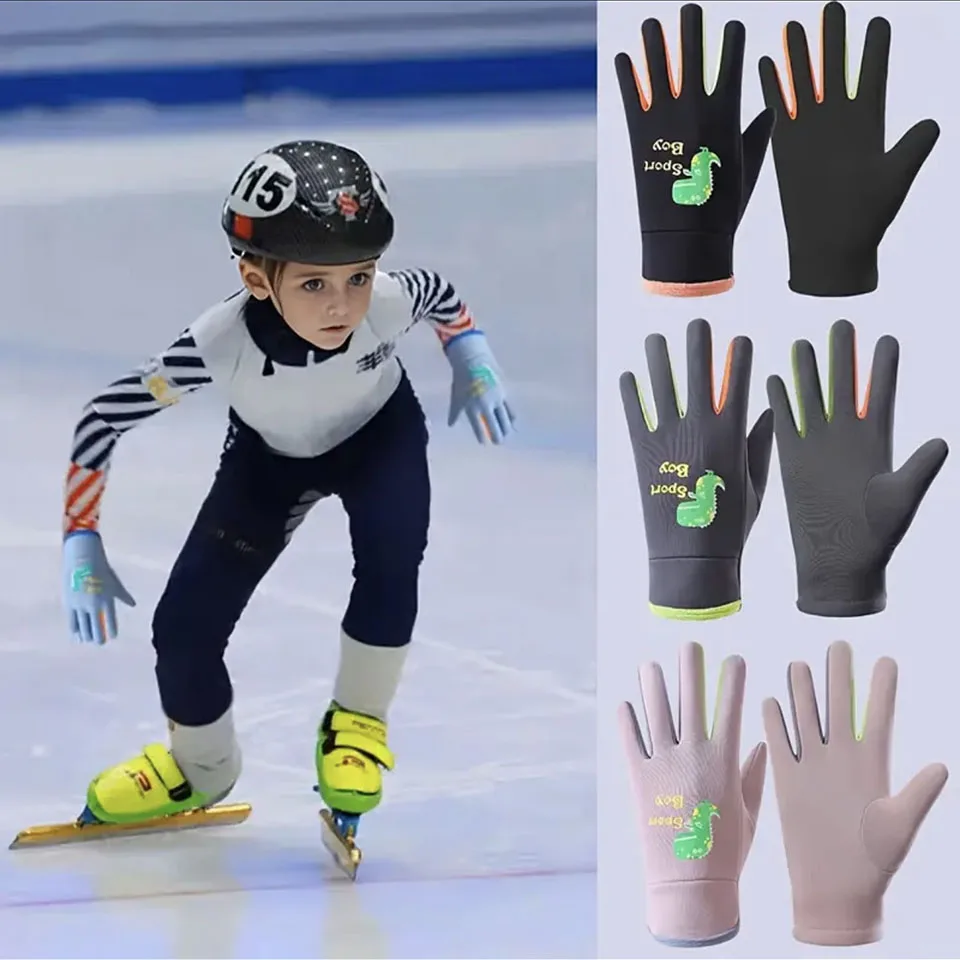 

GTUBIKE New Kids Warm Gloves Autumn Winter Cartoon Dinosaur Boys Girls Outdoor Cycling Gloves for Children Windproof Gloves
