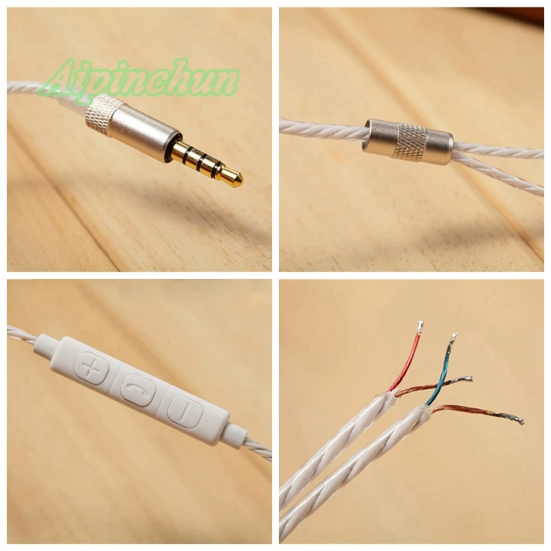 Aipinchun 3.5mm 4-Cực Jack Tai Nghe Tai Nghe DIY Cáp Âm Thanh với Mic Điều Khiển Sửa Chữa Thay Thế Headphone OFC Dây Dây a29