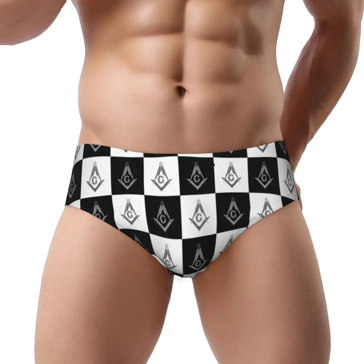 

Пользовательские масонские трусы в клетку, нижнее белье, мужские удобные эластичные трусы с масонским символом