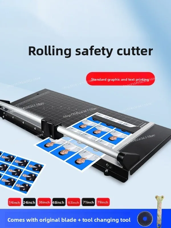 

25M/48 Inch Rolling Paper Cutter Two-Way Carbon Steel Rotary Knife for Large Format Print Shop