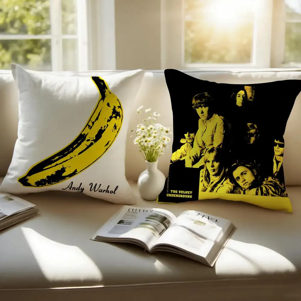 Rock Band T-The Velvet Underground Cushion Cover Pillowcase Anti-dustmite Invisible Zipper Short Plush Sofa Cushion