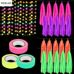 Luminous Tape Neon Paper Garland Tissue Tassel Star Glow in the dark Neon Tape Birthday Supplies Glow Party Halloween Decoration