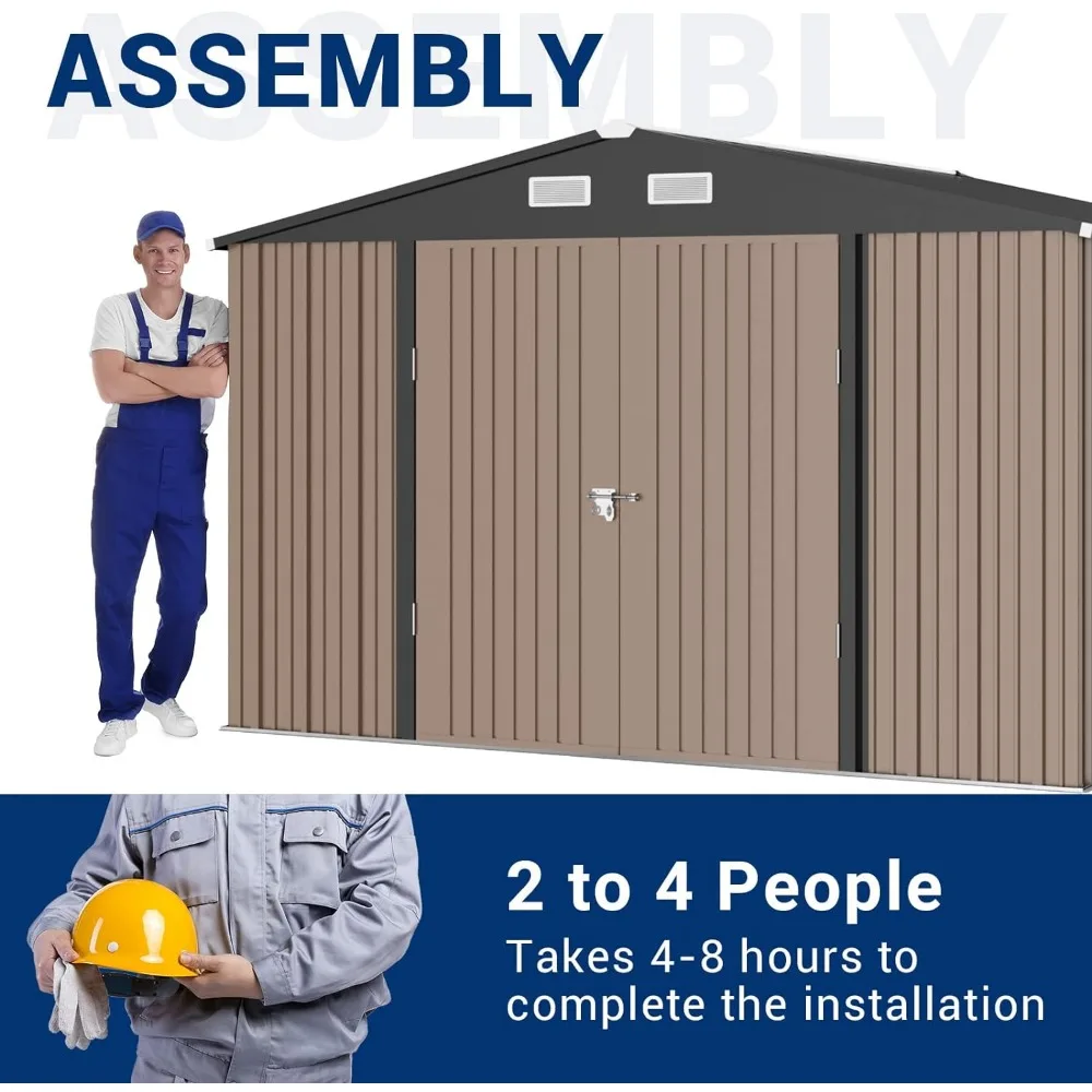 Outdoor Storage Shed 10x10 FT, Outside Sheds & Outdoor Storage Metal Galvanized Steel