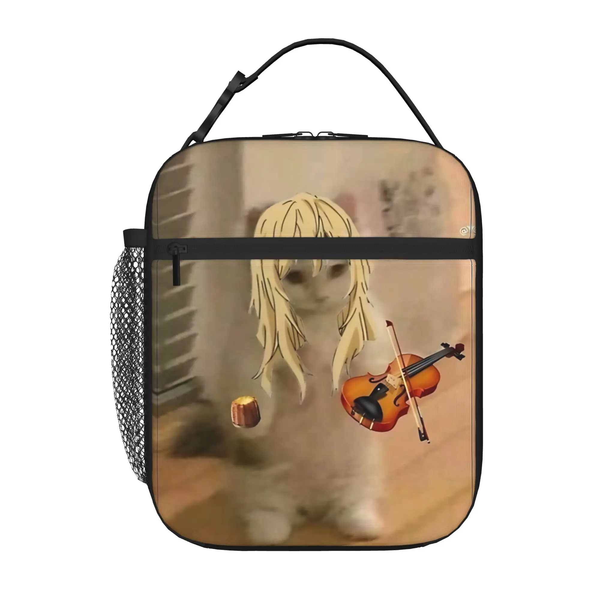 

1 Piece Portable Lunch Container Musician Romance Zipper Closure Durable Pocket Your Lie in April For Lunch Box Bag