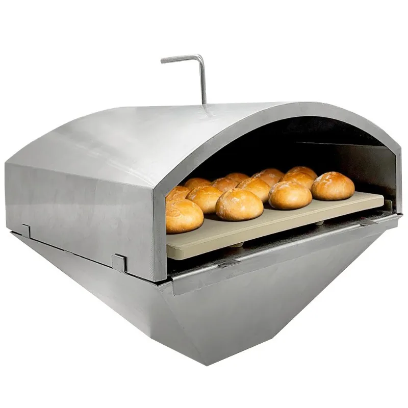 

Wood grill pizza grill with square pizza stone