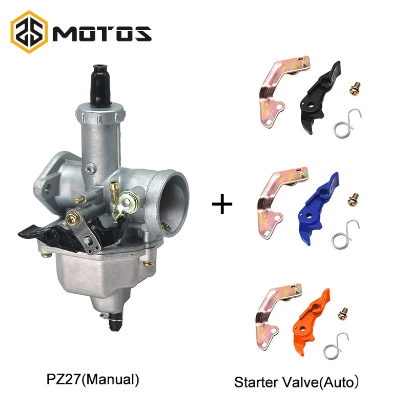 

ZS MOTOS Motorcycle PZ27 Carburetor With Starter Valve Kit PZ27 Carburetor Start Damper Switch Manual/Auto For Keih Carb PZ27