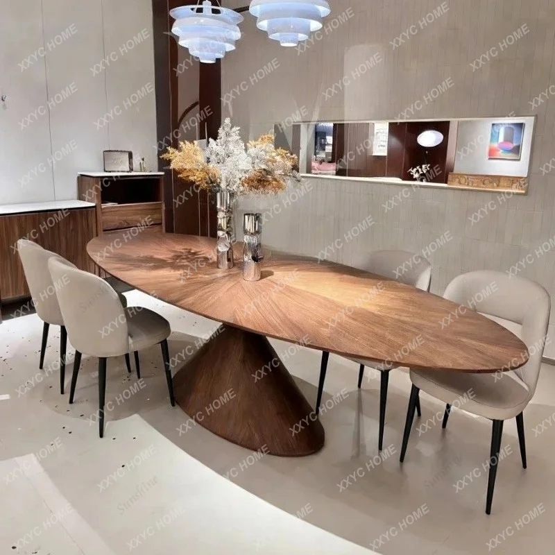 

minimalist oval solid wood flying saucer dining table premium desk