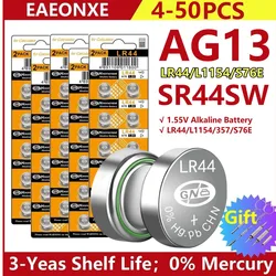 Pilas de botón AG13 de 10-100 piezas, 1,55 V, LR44, L1154, RW82, SR1154, SP76, pila SR44, A76, LR1154, GP7