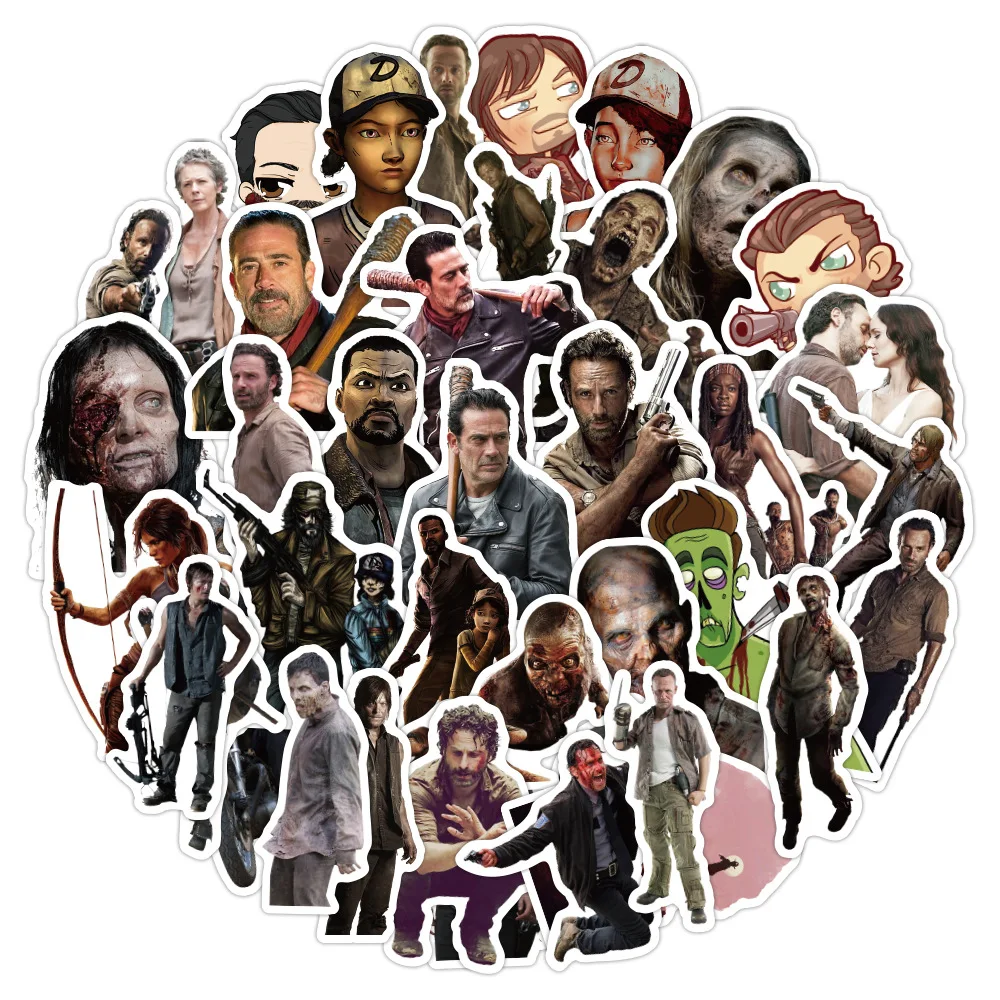 50 قطعة من ملصقات الرعب التلفزيونية الأمريكية The Walking Dead الكتابة على الجدران، أكواب مياه للأمتعة المثيرة، سكوتر مقاوم للماء
