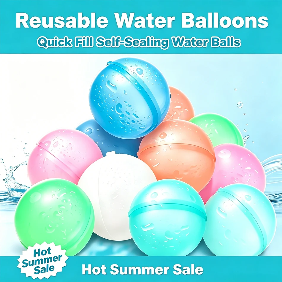 6-60PCS Reusable Silicone Water Balloons Fast Fill Auto Sealing Water Balloons Summer Outdoor Party Game Toys