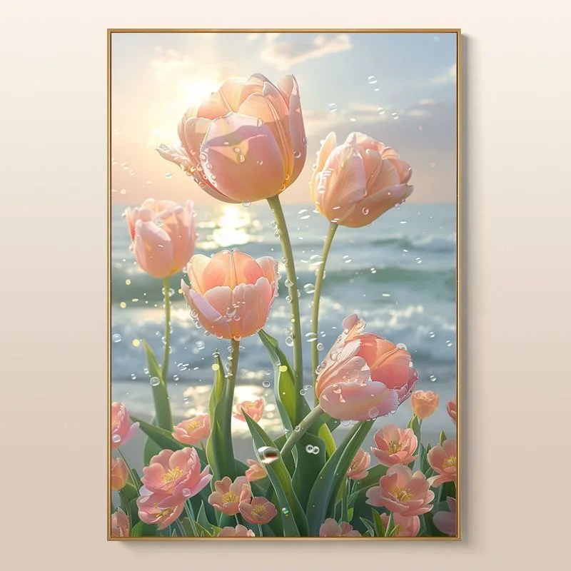 

Алмазная вышивка ручной работы Healing Landscape: Цветочный узор «Тюльпан». Декоративное произведение искусства, подарок, украшение.