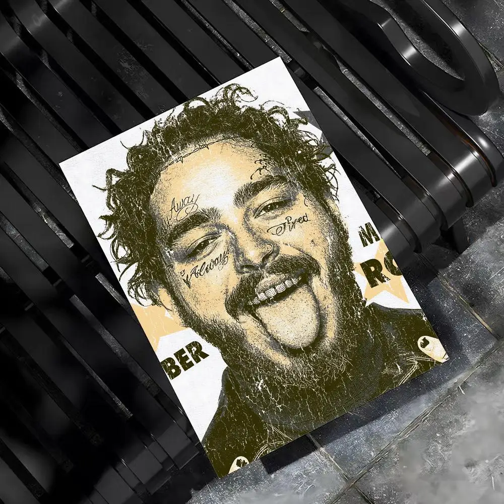 Post M-Malone Rapper Sänger Poster für Zuhause, Wohnzimmer, Schlafzimmer, Bar, Flur, klebrige Wandkunst, Druck, wasserfest, ästhetische Dekoration – Detail 11