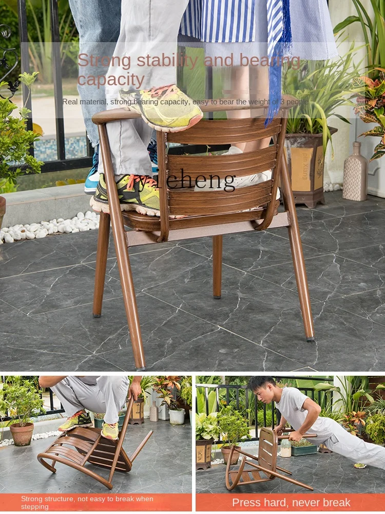 ZC Outdoor Simplicity Balcony Table and Chair Courtyard Indoor Small Coffee Table Combined Chair Aluminum Alloy Table and Chair