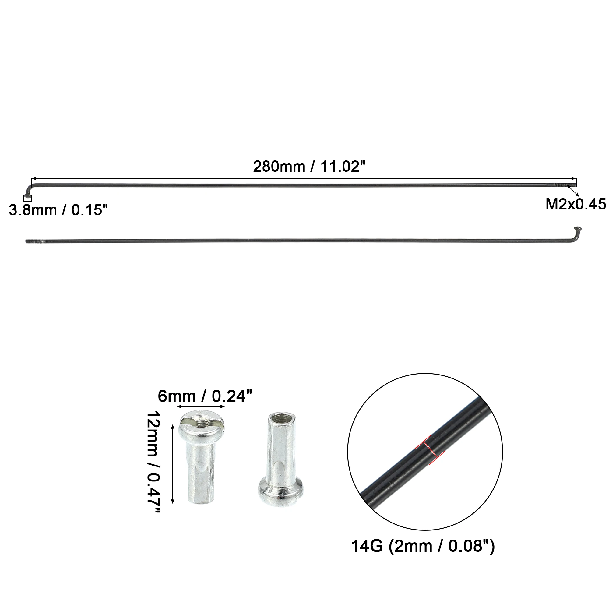 X autohaux 36 pcs 14g j Biegung 253mm 277mm 280mm Fahrrad Fahrradsp eichen mit Nippeln Stahl schwarz