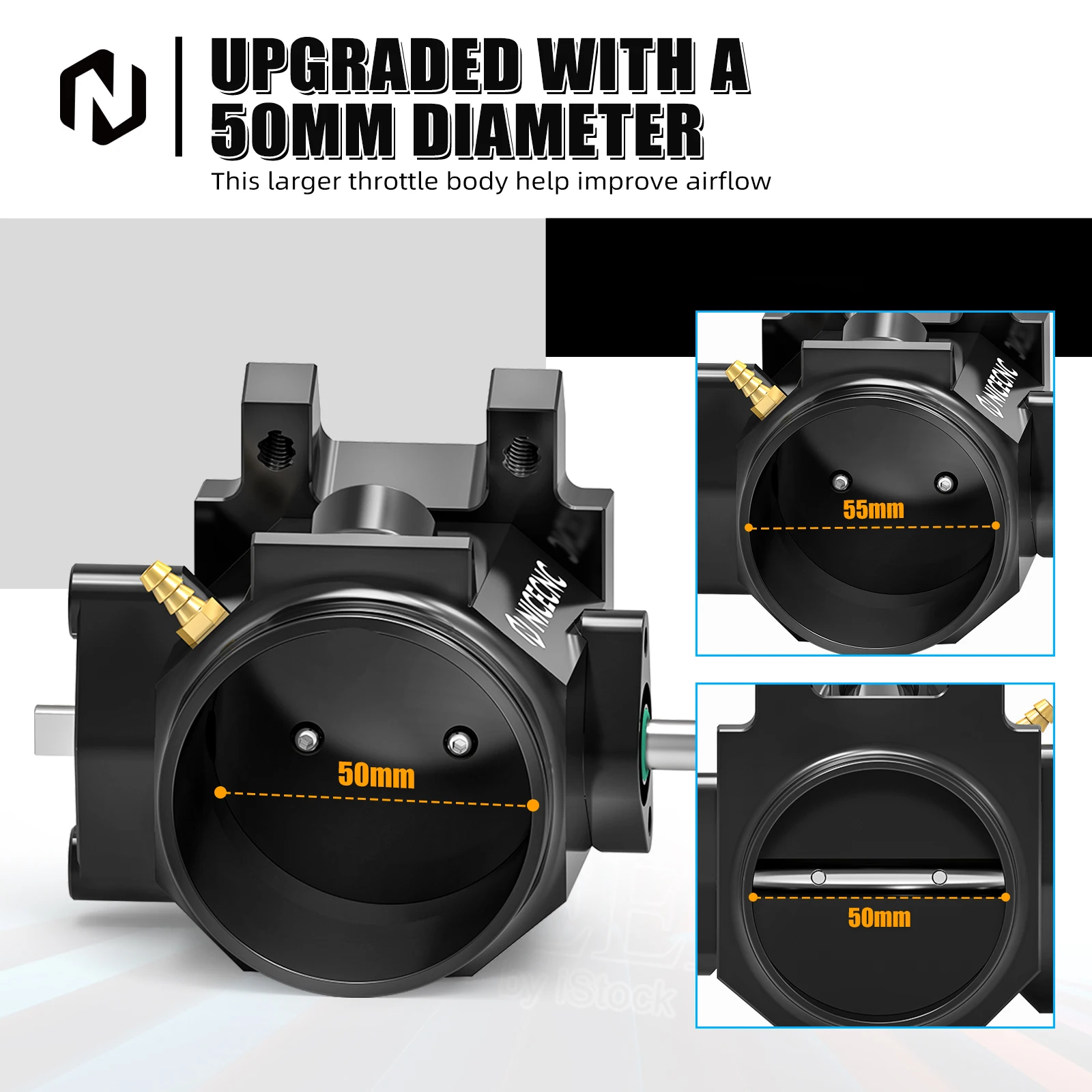 NICECNC For Yamaha Raptor 700 700R RSE YFM700 2008-2026 50MM Diameter Throttle Body Kit Aluminum Weatherproof ATV Accessories
