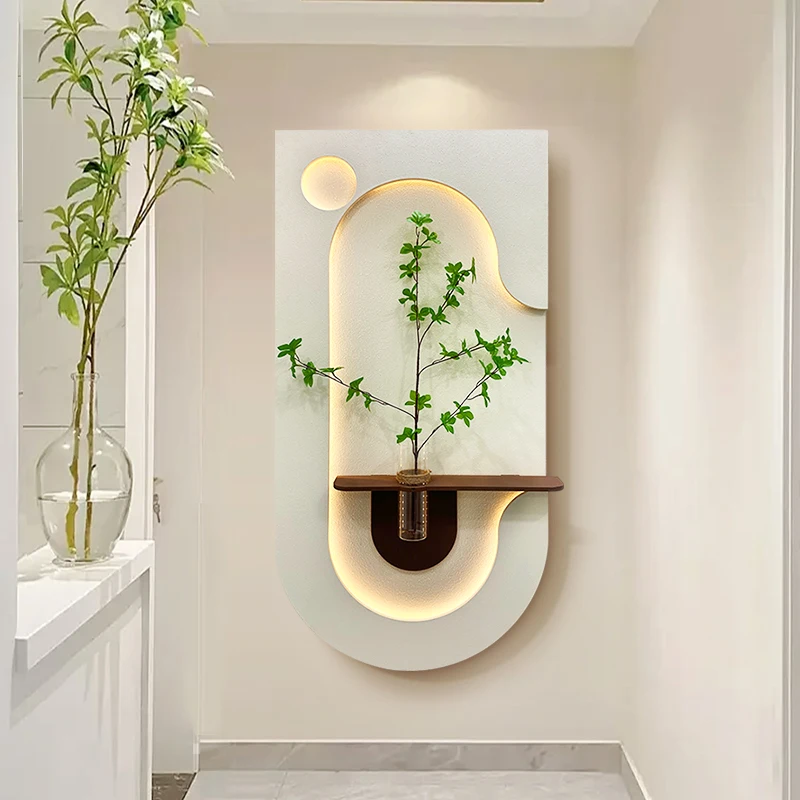 

Modern Vase LED Wall Lamp - Stereoscopic Green Plant Hanging Painting Mural Light for Entrance, Corridor and Living Room Decor