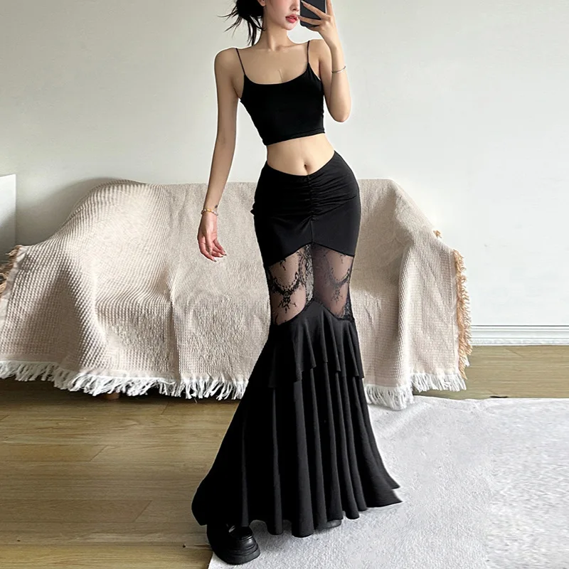 Spódnica Street Sle z wysokim stanem, dopasowana, midi, w jednolitym kolorze, dla kobiet, nowość na lato, modna, wyszczuplająca.