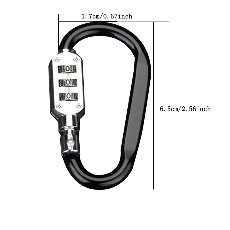 3 Digits Password Carabiner Clip Llock For Camping Accessory Hiking Keychains Outdoors and Gym etc D Shape Hook Small Carabiners