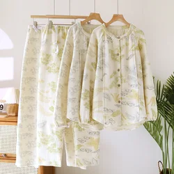 Pure Cotton Breastfeeding Pajamas Nightie For Nursing Pyjamas 2024 Autumn Winter New Floral Pajamas For Feeding Clothes