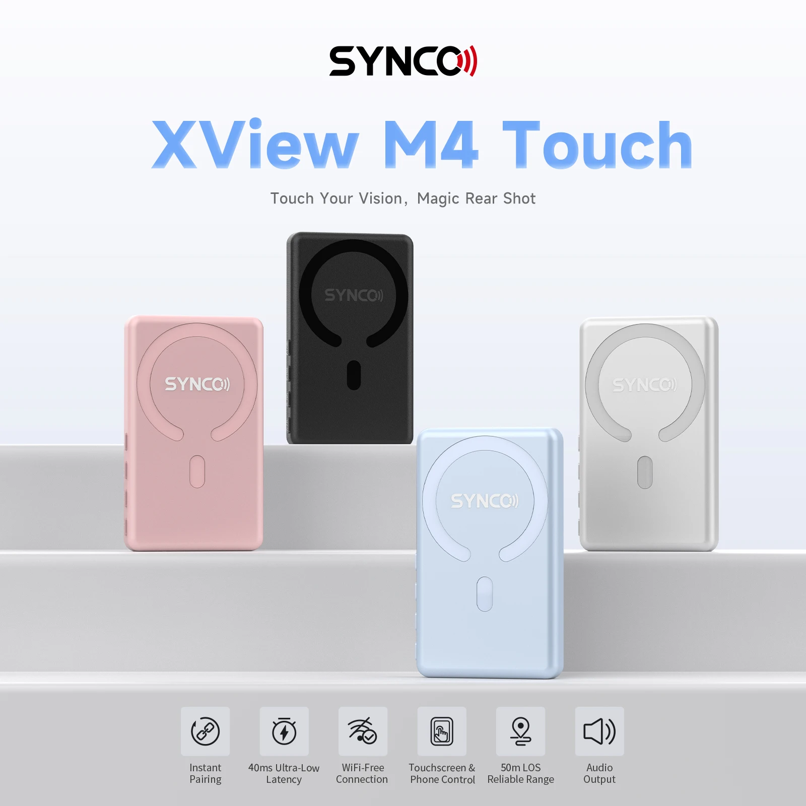 

SYNCO XView M4 Touch Wireless Magnetic Selfie Monitor Screen For Phone Smartphone For Selfie Vlog Live Stream Video Recording