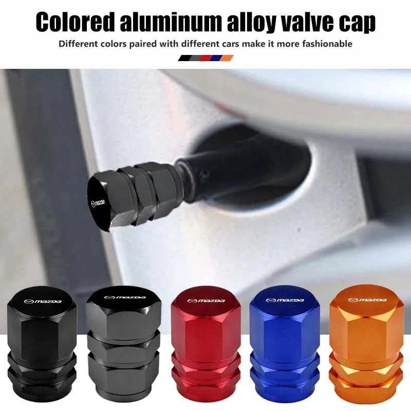 Car Wheel Tire Valve Caps Stem Case Dustproof Accessories For Mazda 2 3 5 6 Axela Atenza Allegro CX3 CX5 CX7 CX9 CX30
