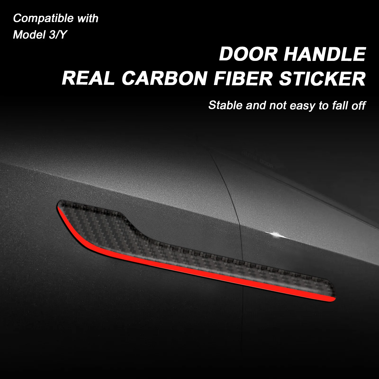 

4Pcs Carbon Fiber Car Door Handle Stickers Scratch Guard Protective Film Exterior Door Handle Covers Car Accessories