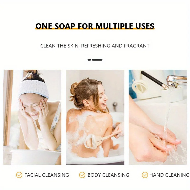 4-piece fruit and flower-scented shower gel bar set, featuring 4 different fragrances including rose and lemon.Deep cleansing