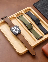 Genuine leather strap for iwatch HK8 HK9 Pro Max band 44mm 45mm 42mm 38mm 49mm magnetic HK8 Pro Max H12 Ultra DT8 Plus S9 SE